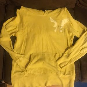 Pale Yellow Hoodie with American Eagle Logo